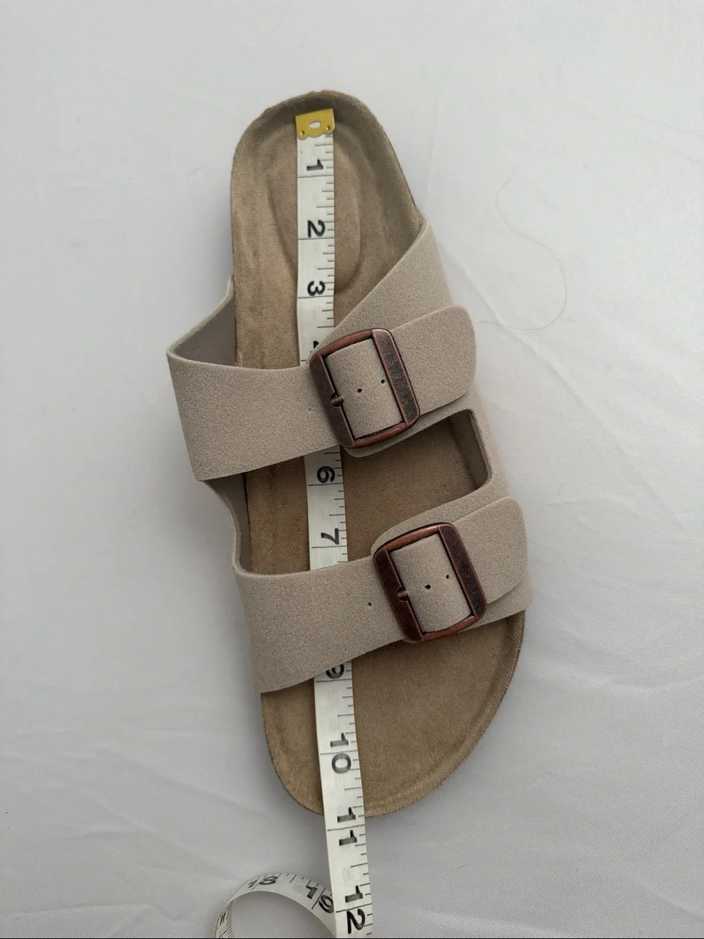 Unbranded taupe soft footbed antique rose gold hardware 2 strap sandals M 9/10